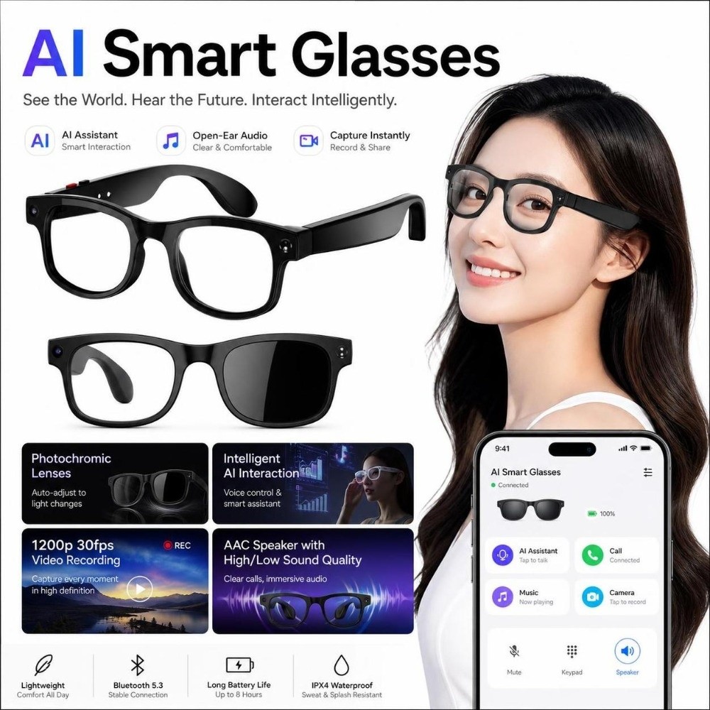 Blue Light Glasses - Inteligentne okulary AI 2 w 1: