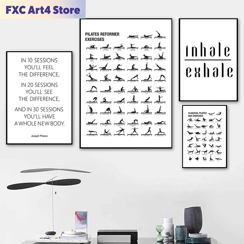 Home Office Yoga Room - Plakat bez ramy z schematem ćwiczeń
